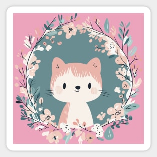 Boho Kawaii Cat – Adorable Pastel Kitty Aesthetic Sticker